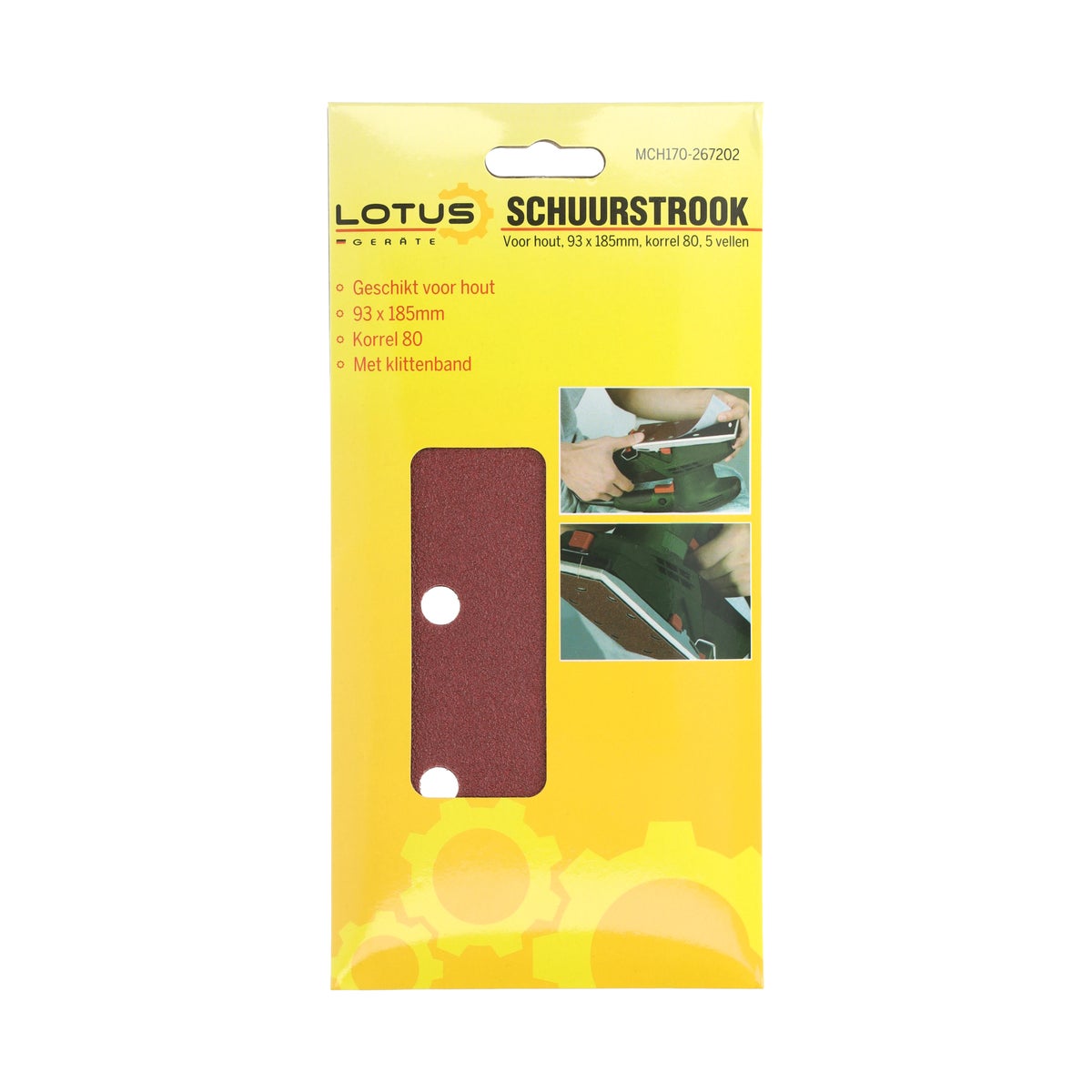 Schuurstrook recht hout 93 x 185 mm K80 Schuurstrook recht hout 93 x 185 mm K80