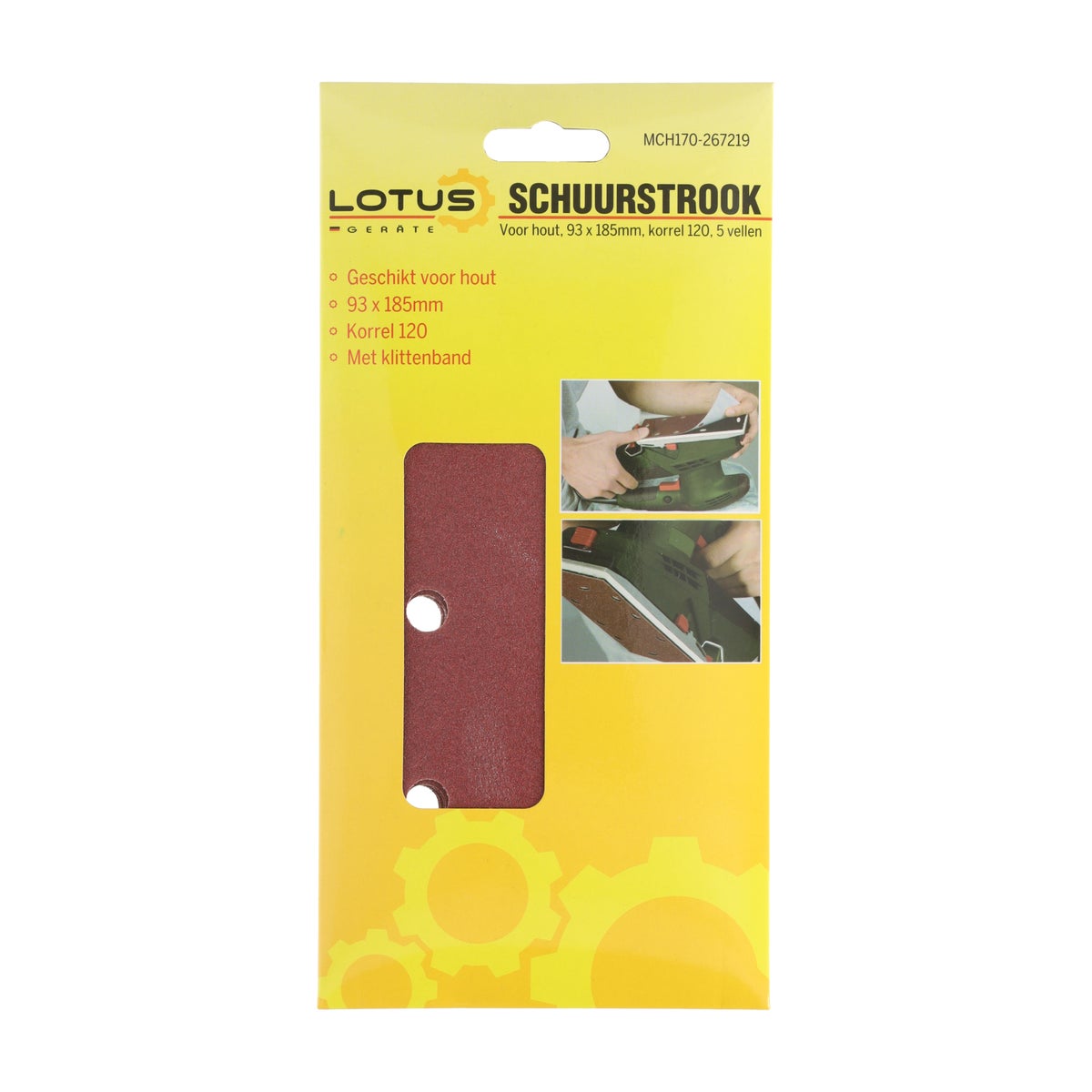 Schuurstrook recht hout 93 x 185 mm K120 Schuurstrook recht hout 93 x 185 mm K120