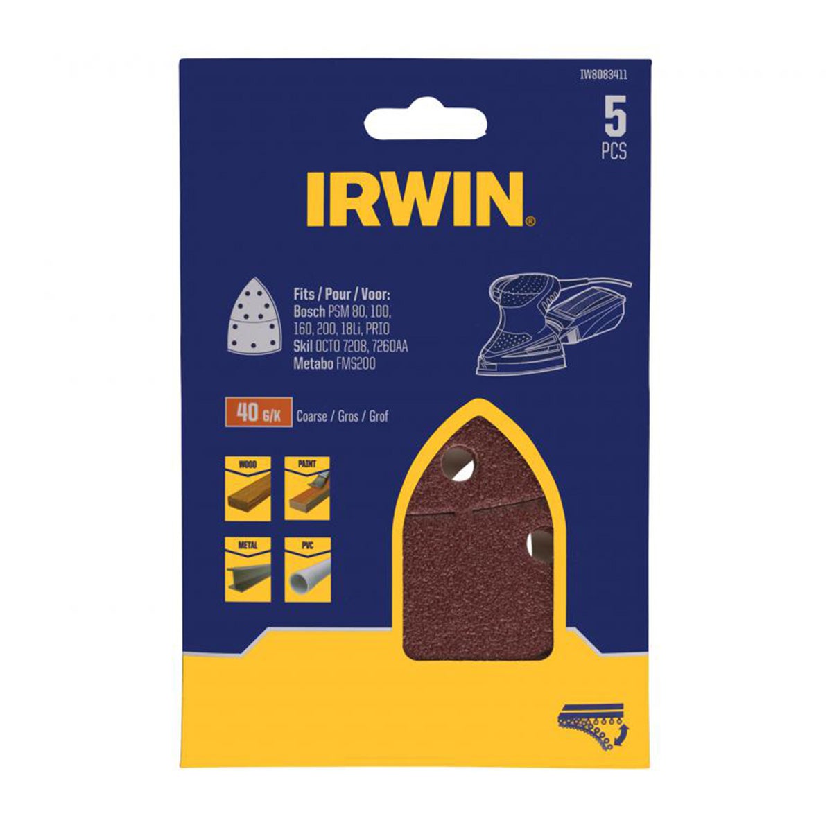 Schuurstrook 105 x 150 mm K40 5st. Irwin Schuurstrook 105 x 150 mm K40 5st. Irwin