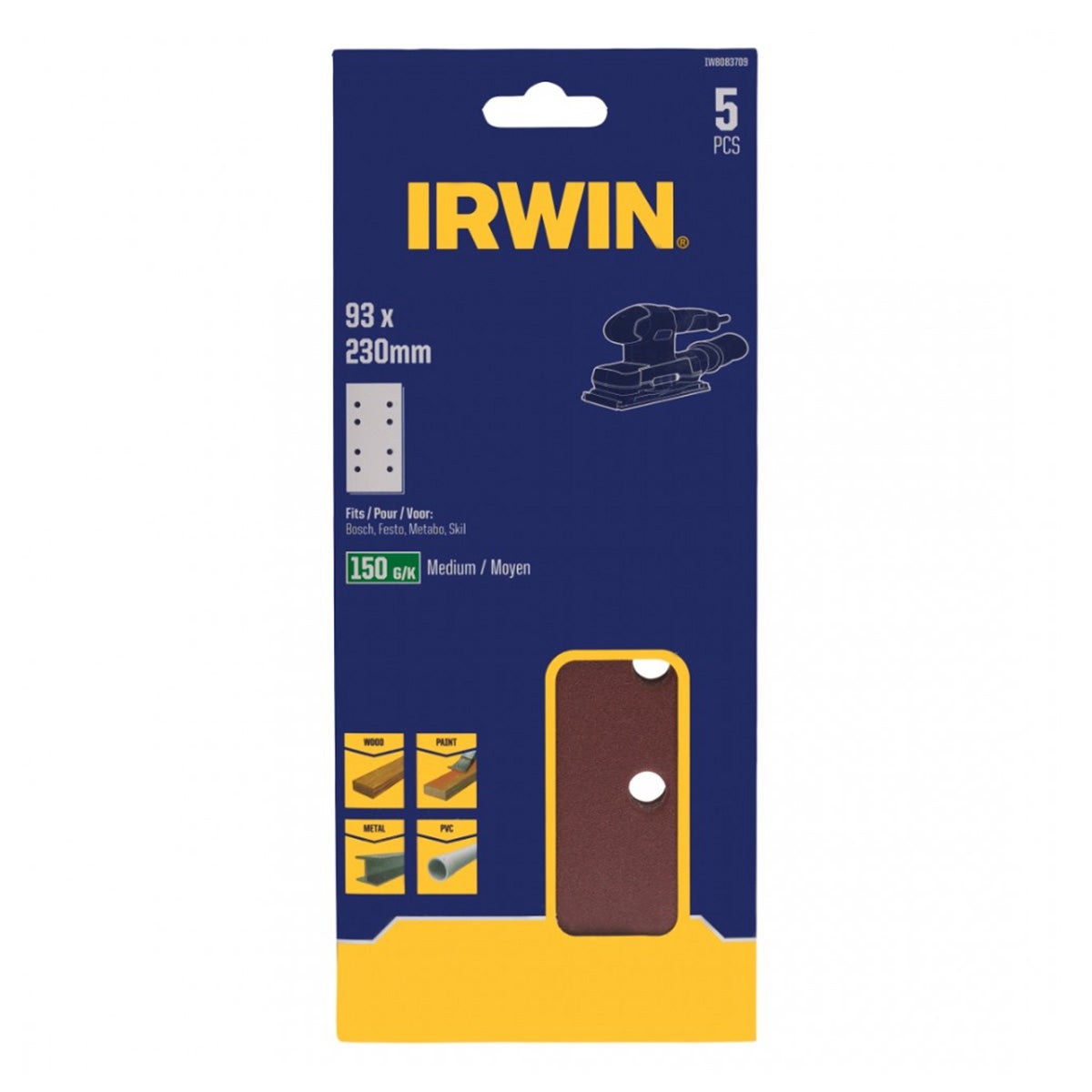 Schuurstrook B 230 x 93 K150 5stuks klem Irwin Schuurstrook B 230 x 93 K150 5stuks klem Irwin