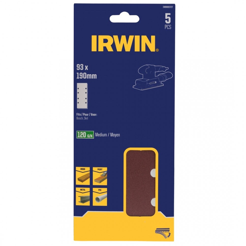 Schuurstrook 190 x 93 mm K120 5 stuks Irwin Schuurstrook 190 x 93 mm K120 5 stuks Irwin