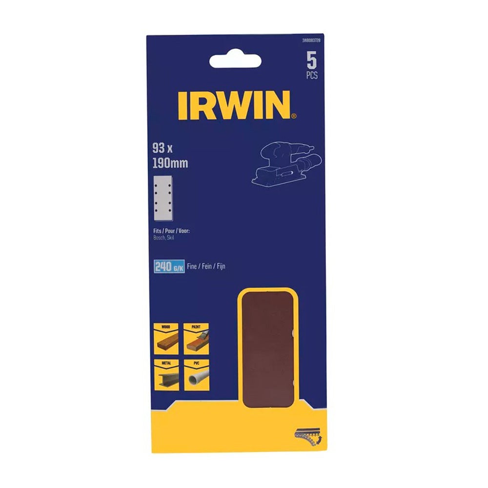 Schuurstrook 190 x 93 mm K240 5st. Irwin Schuurstrook 190 x 93 mm K240 5st. Irwin
