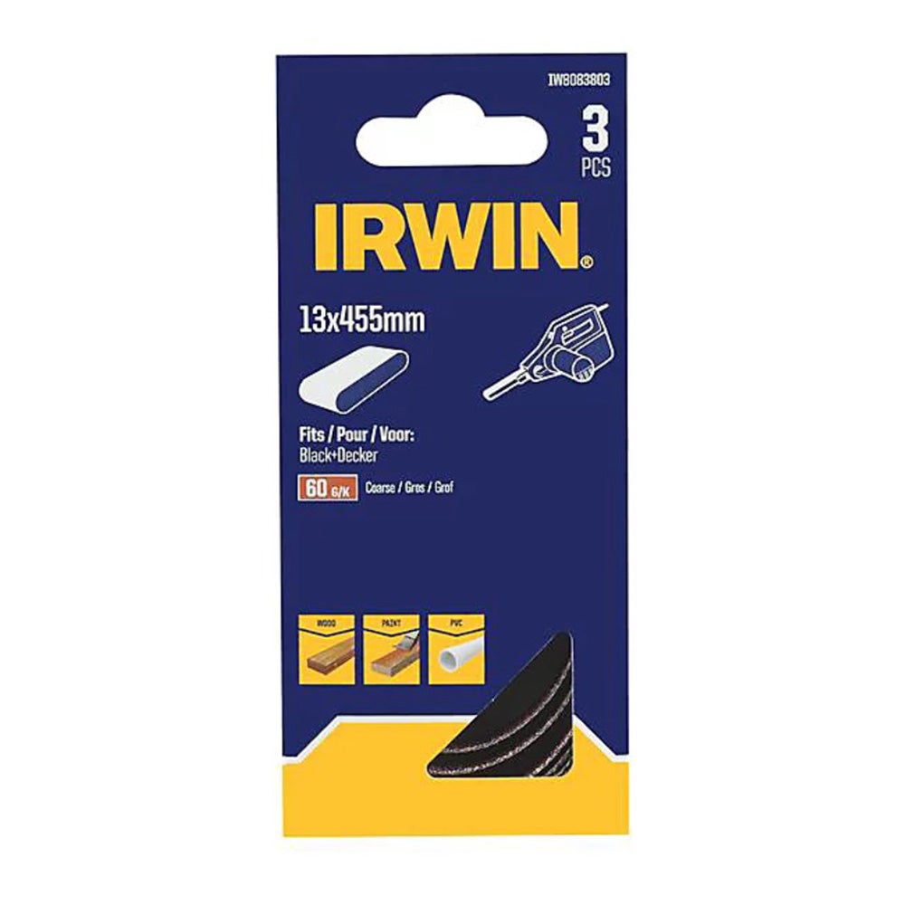 Schuurband 13 x 455 mm K60 hout 3 stuks Irwin Schuurband 13 x 455 mm K60 hout 3 stuks Irwin