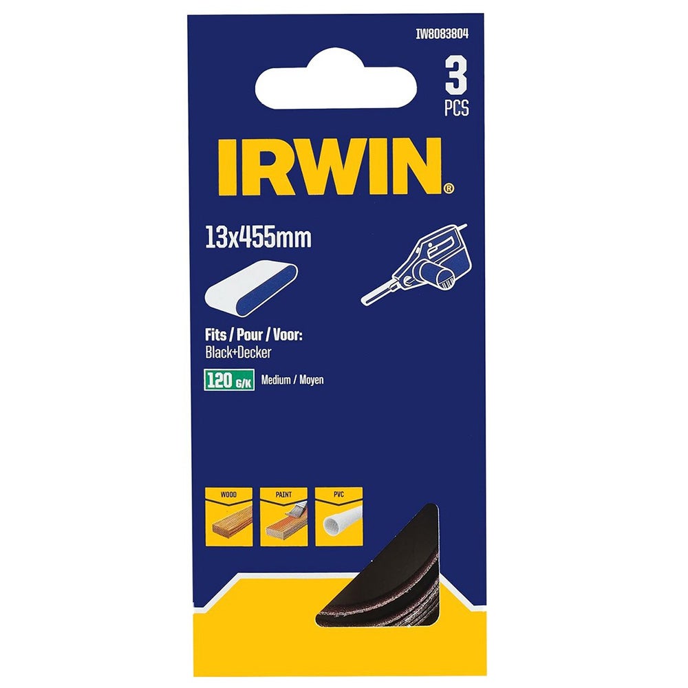 Schuurband 13 x 455 mm K120 hout 3 stuks Irwin Schuurband 13 x 455 mm K120 hout 3 stuks Irwin