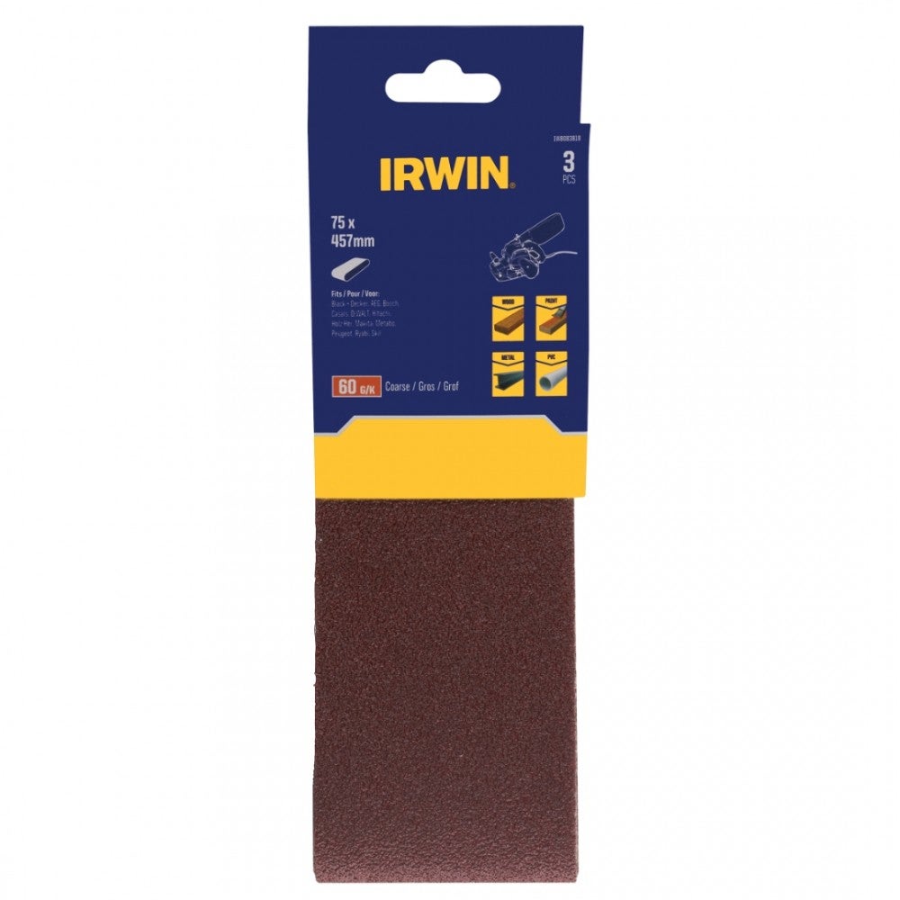 Schuurband 75 x 457 mm K60 3 stuks Irwin Schuurband 75 x 457 mm K60 3 stuks Irwin