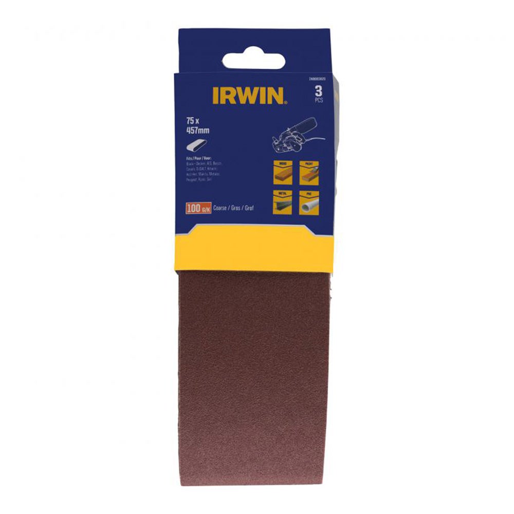 Schuurband 75 x 457 mm K100 3 stuks Irwin Schuurband 75 x 457 mm K100 3 stuks Irwin
