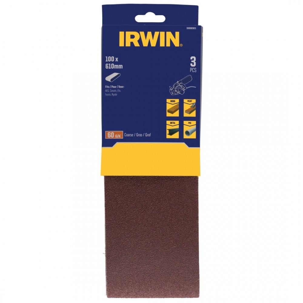 Schuurband 100 x 610 mm K60 3 stuks Irwin Schuurband 100 x 610 mm K60 3 stuks Irwin
