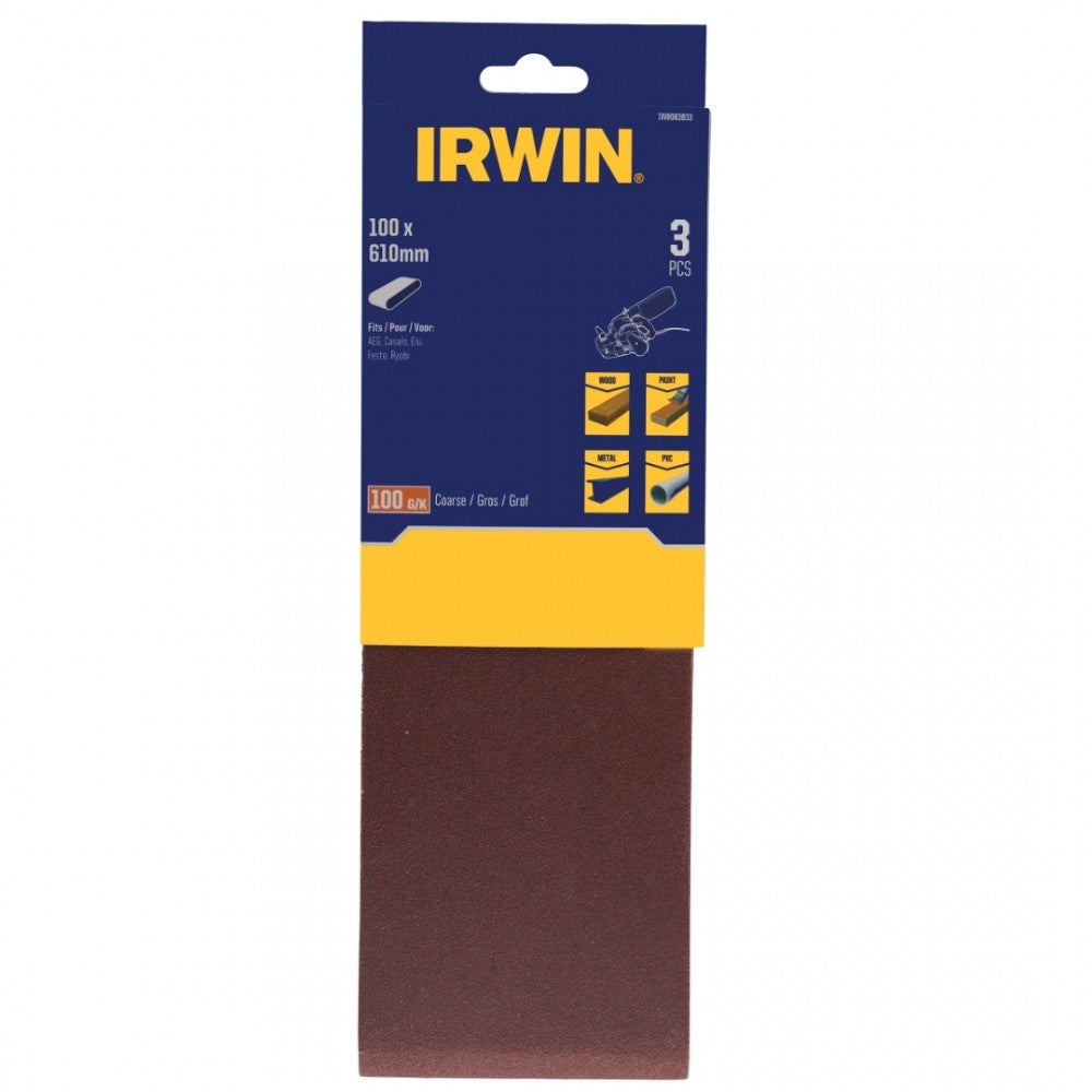 Schuurband 100 x 610 mm K100 3 stuks Irwin Schuurband 100 x 610 mm K100 3 stuks Irwin