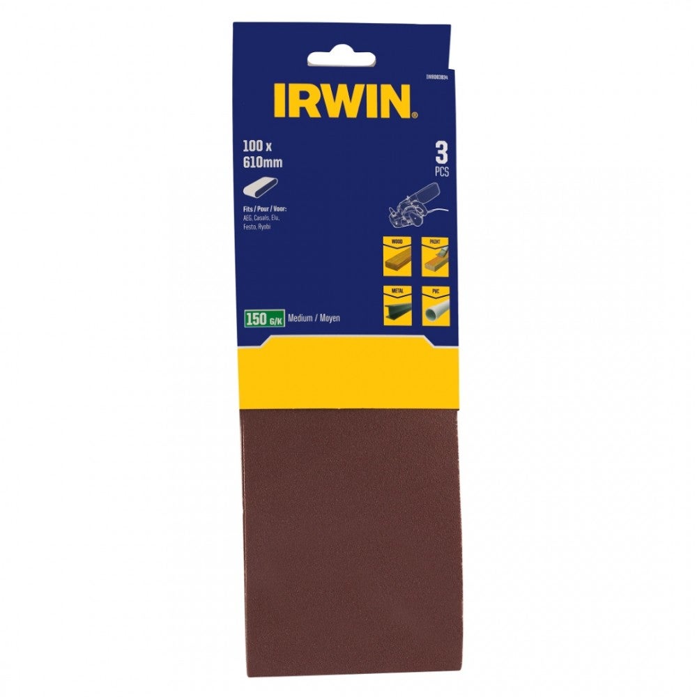 Schuurband 100 x 610 mm K150 3 stuks Irwin Schuurband 100 x 610 mm K150 3 stuks Irwin