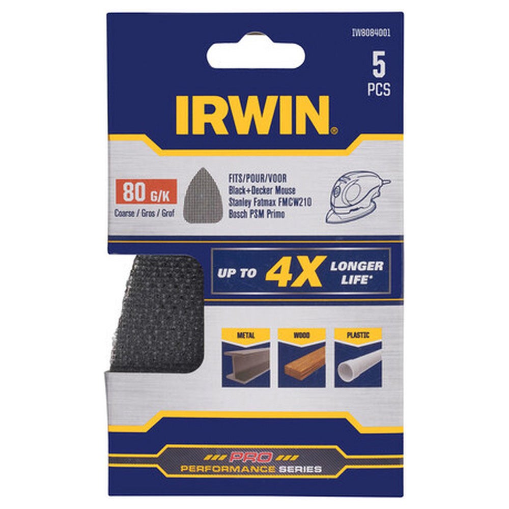 Schuurgaas handpalm K80 5 stuks Irwin Schuurgaas handpalm K80 5 stuks Irwin