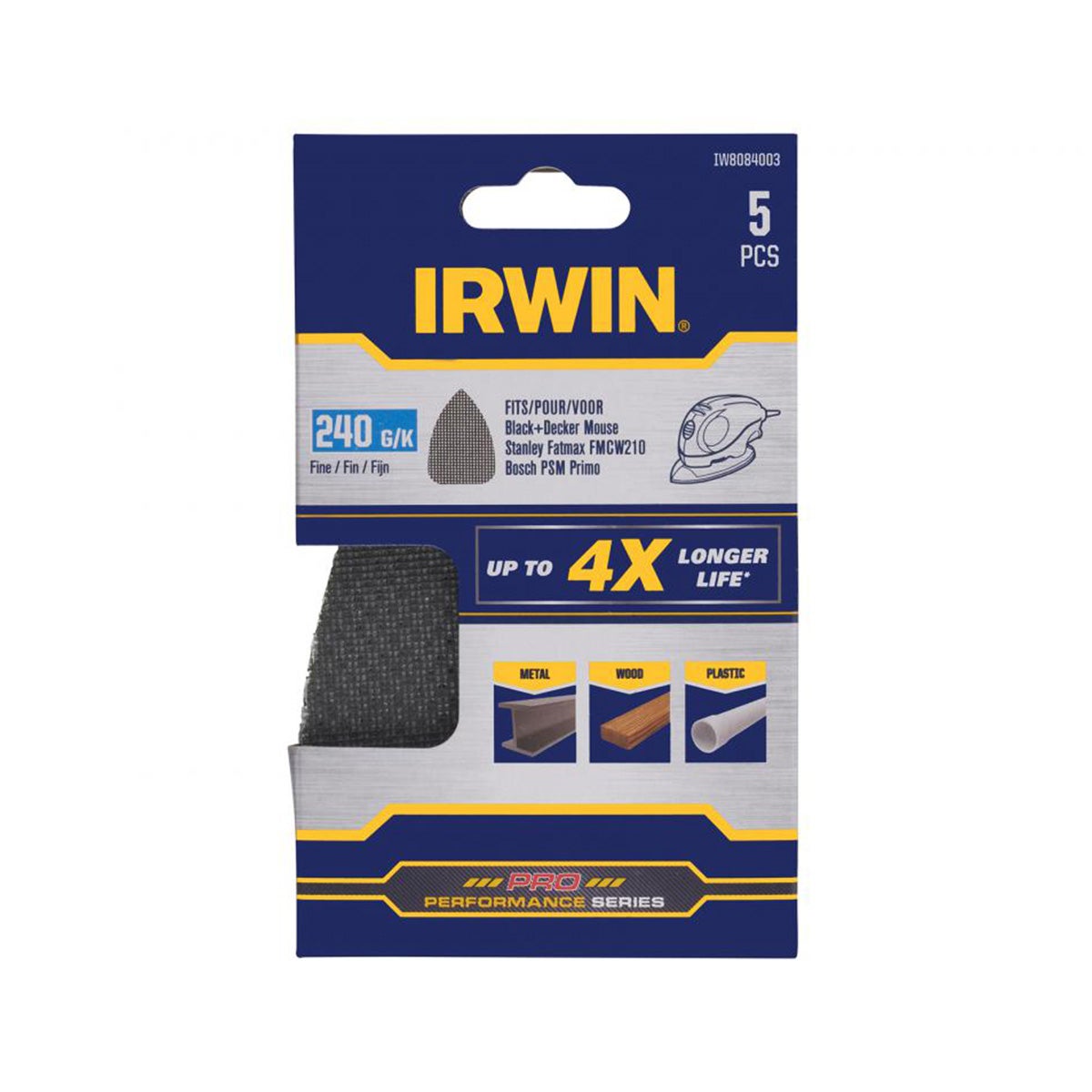 Schuurgaas handpalm K240 5stuks Irwin Schuurgaas handpalm K240 5stuks Irwin