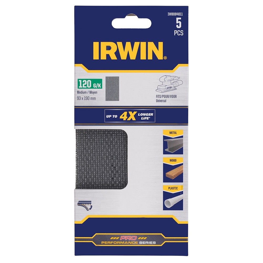 Schuurgaas 190 x 93 mm K120 5 stuks Irwin Schuurgaas 190 x 93 mm K120 5 stuks Irwin