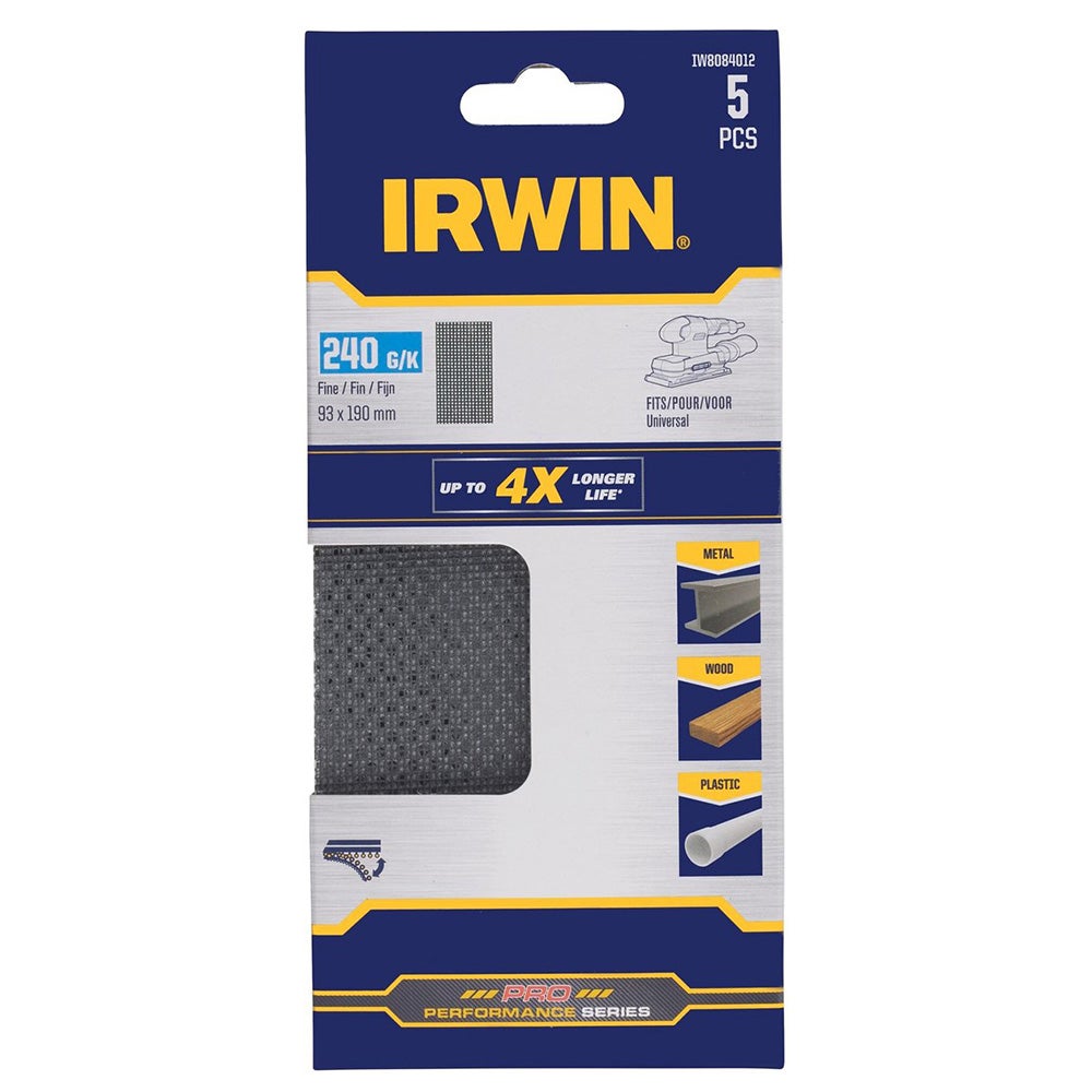 Schuurgaas 190 x 93 mm K240 5st. Irwin Schuurgaas 190 x 93 mm K240 5st. Irwin