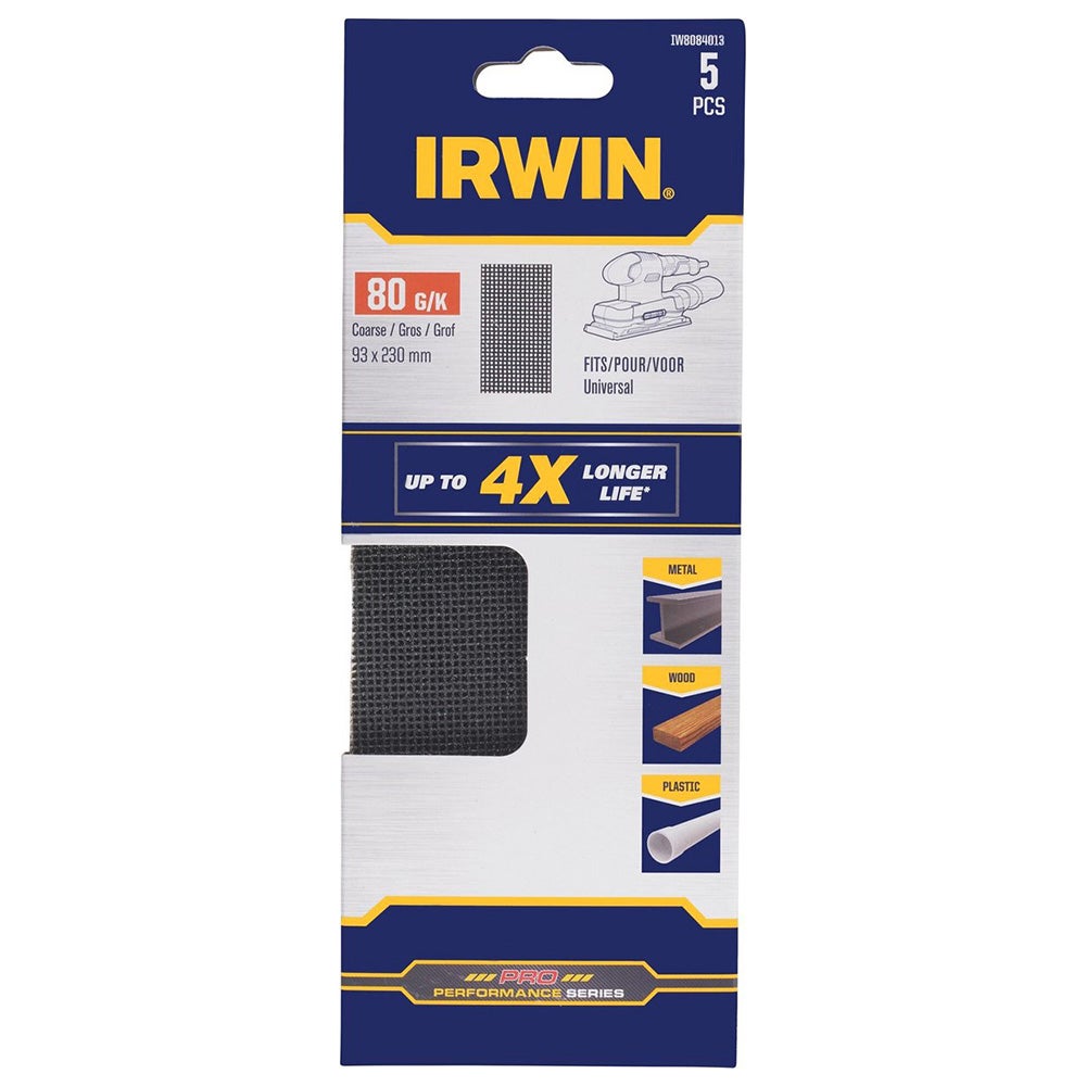 Schuurgaas 230 x 93 mm K80 5 stuks Irwin Schuurgaas 230 x 93 mm K80 5 stuks Irwin