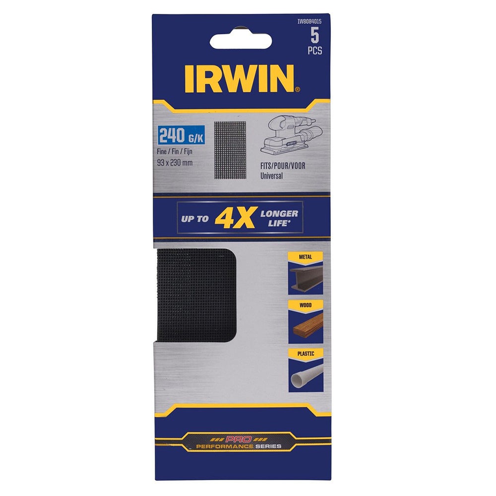 Schuurgaas 230 x 93 mm K240 5 stuks Irwin Schuurgaas 230 x 93 mm K240 5 stuks Irwin