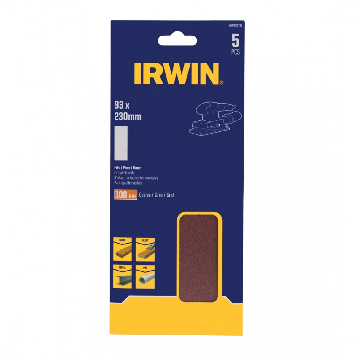 Schuurstrook C 230 x 93 K100 5 stuks Irwin Schuurstrook C 230 x 93 K100 5 stuks Irwin