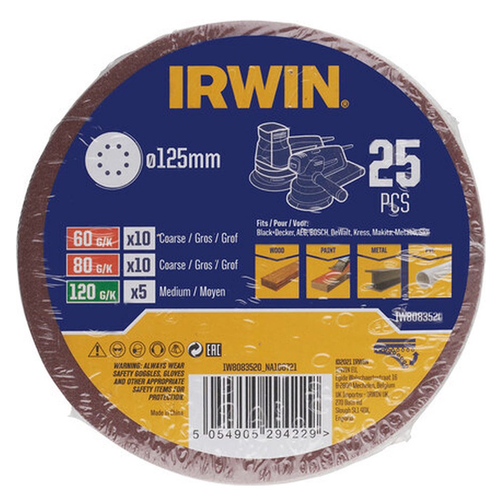 Schuurschijf Ø125 mm 25 stuks Irwin Schuurschijf Ø125 mm 25 stuks Irwin