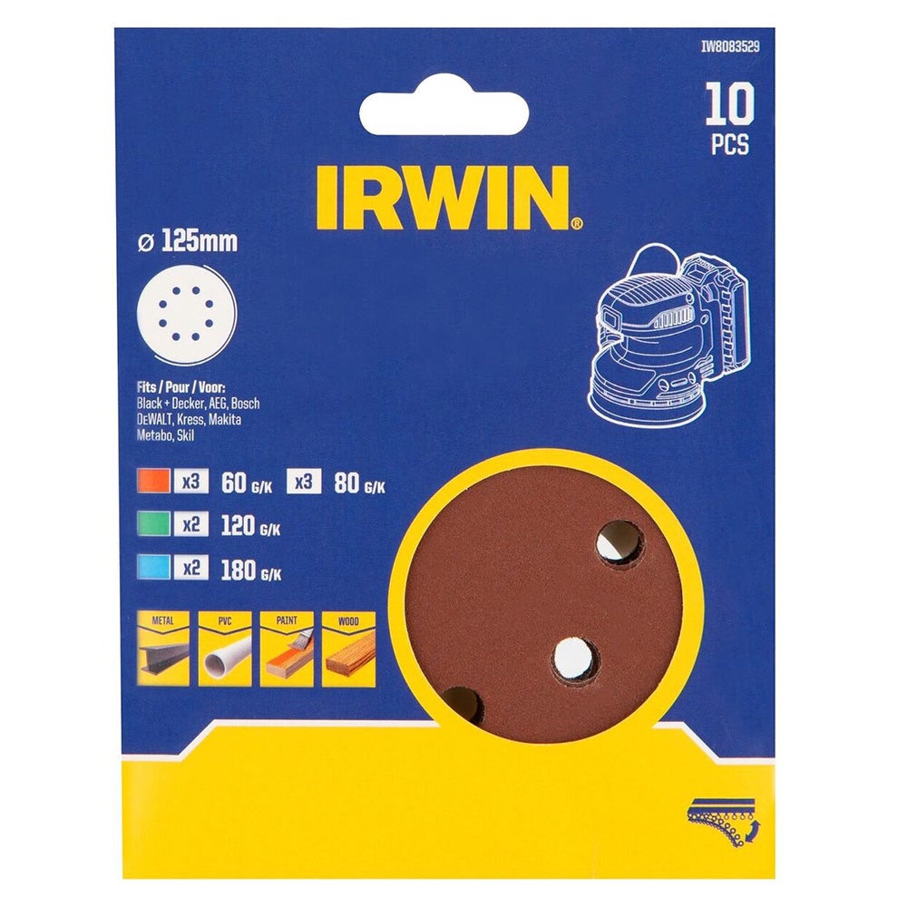 Schuurschijf Ø125mm 10st. Irwin Schuurschijf Ø125mm 10st. Irwin