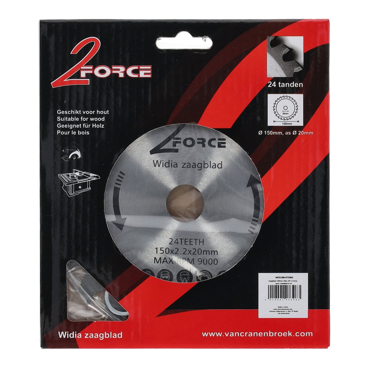 Zaagblad Ø150 mm 20as 24T 2-force Zaagblad Ø150 mm 20as 24T 2-force