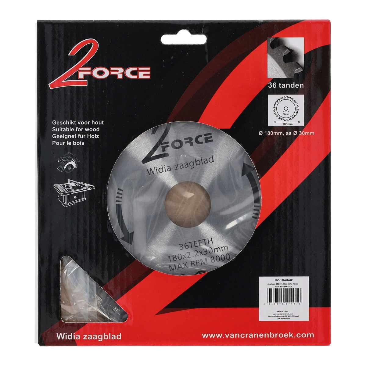 Zaagblad Ø180 mm 30as 36T 2-force Zaagblad Ø180 mm 30as 36T 2-force