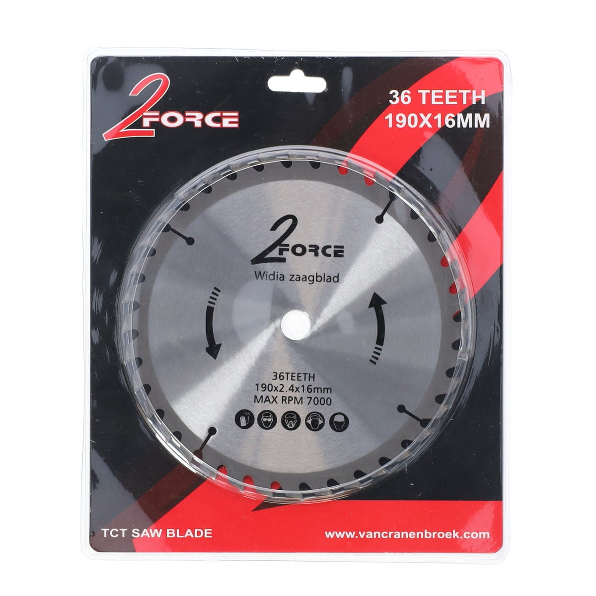 Zaagblad Ø190 mm 16as 36T 2-Force Zaagblad Ø190 mm 16as 36T 2-Force