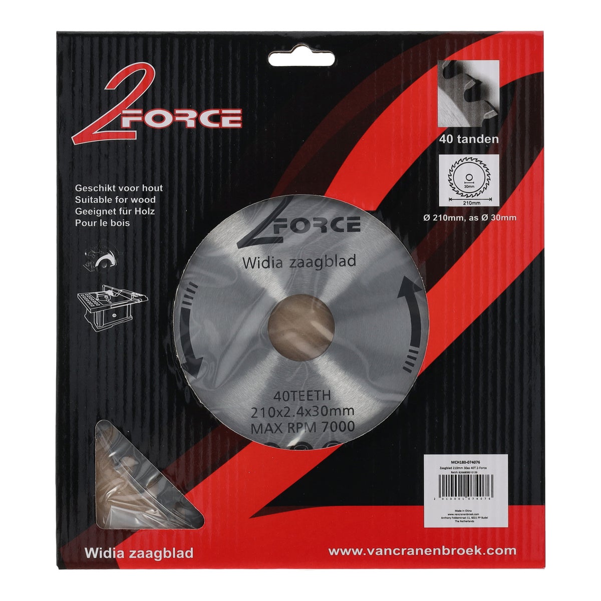 Zaagblad Ø210 mm 30as 40T 2-force Zaagblad Ø210 mm 30as 40T 2-force