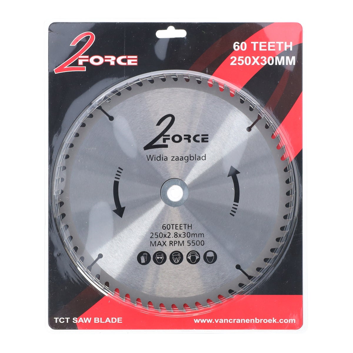 Zaagblad Ø250 mm 30as 60T 2-Force Zaagblad Ø250 mm 30as 60T 2-Force