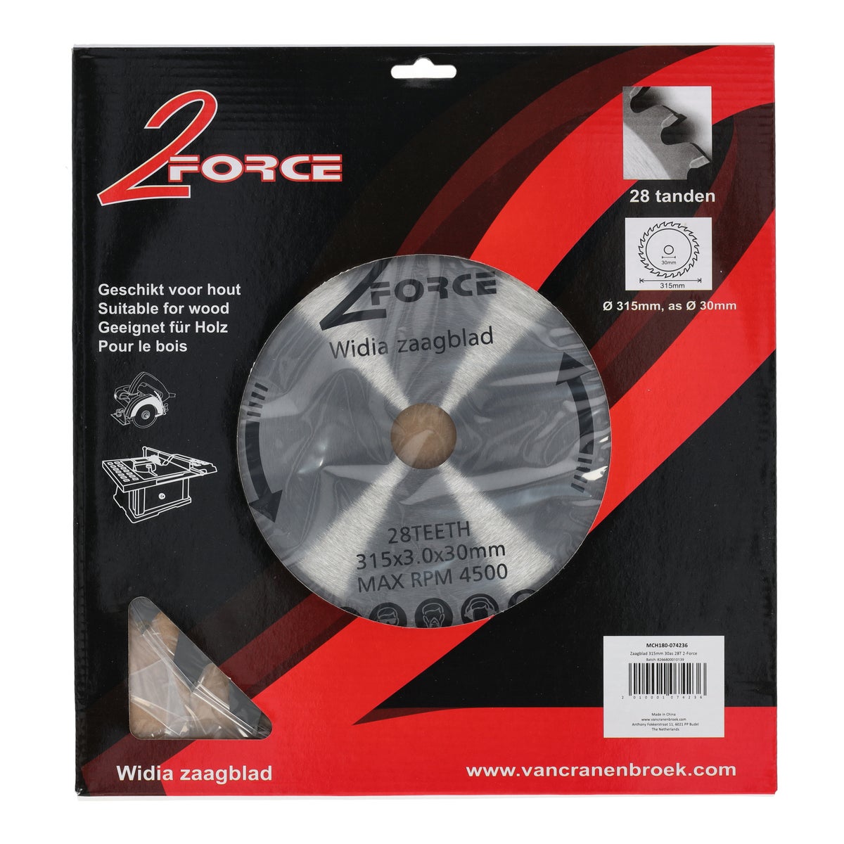 Zaagblad Ø315 mm 30as 28T 2-force Zaagblad Ø315 mm 30as 28T 2-force