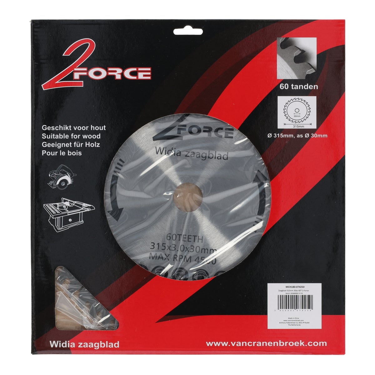 Zaagblad 315 mm 30as 60T 2-force Zaagblad 315 mm 30as 60T 2-force