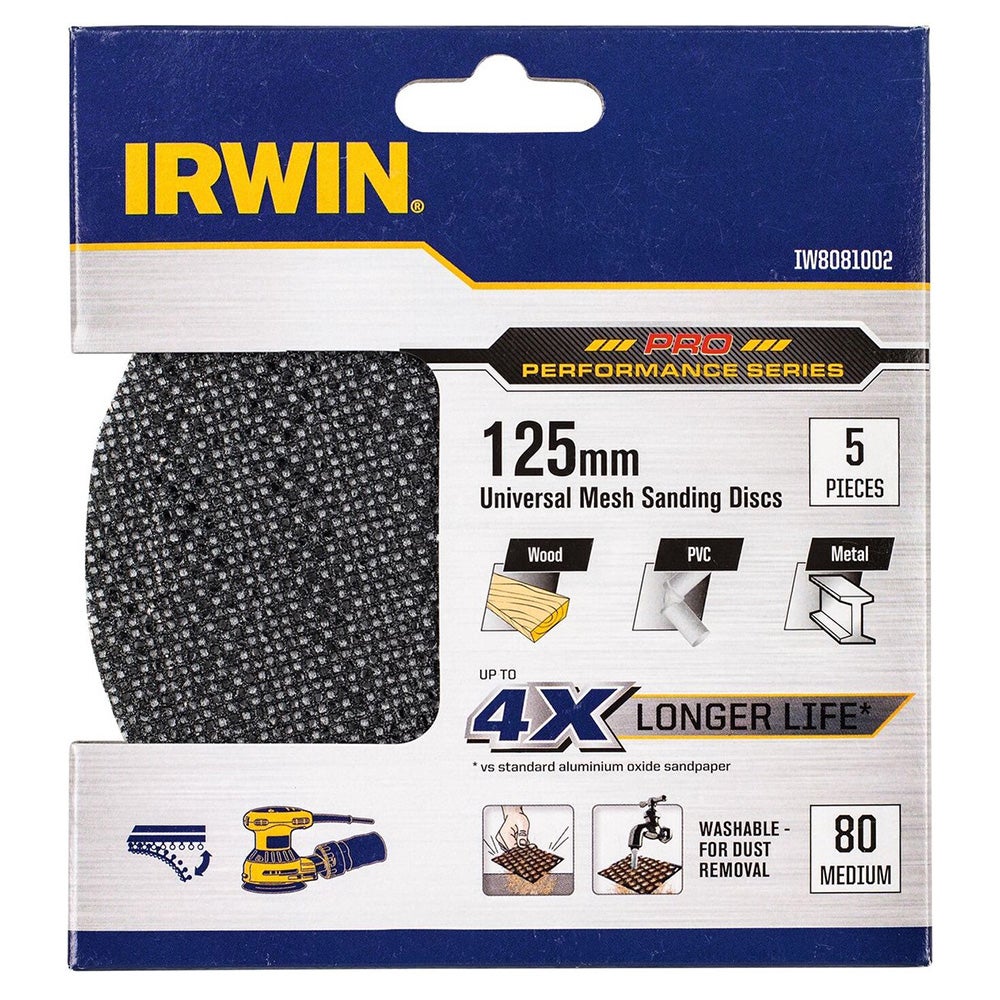 Schuurgaas Ø125 mm K80 5 stuks Irwin Schuurgaas Ø125 mm K80 5 stuks Irwin