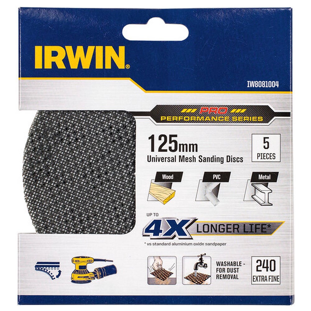 Schuurgaas Ø125 mm K240 5 stuks Irwin Schuurgaas Ø125 mm K240 5 stuks Irwin