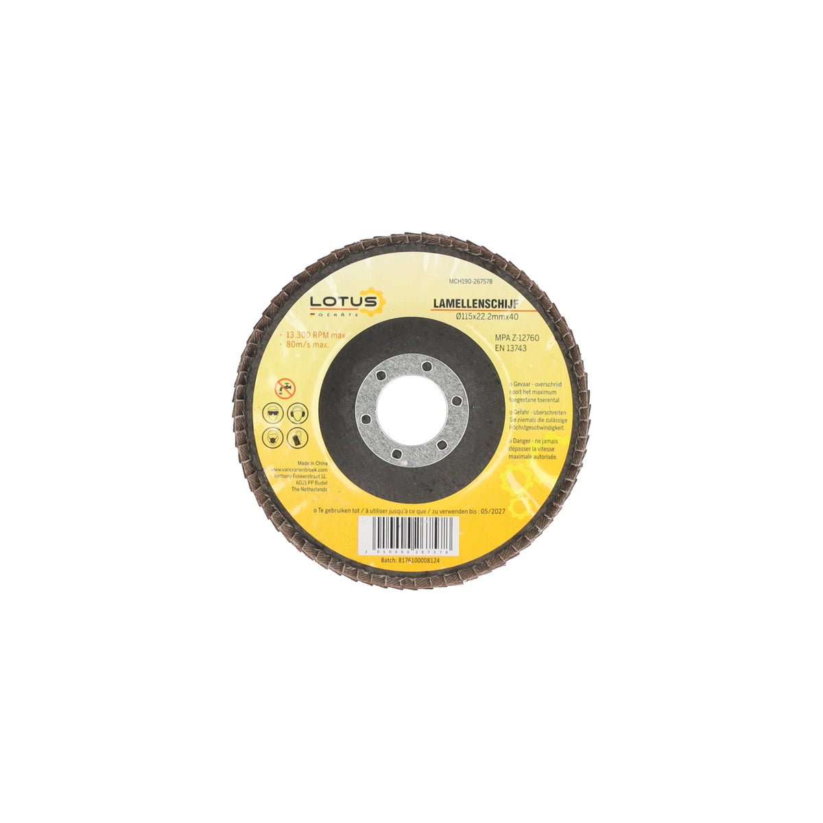 Lamellenschijf Ø115 x 22.2 mm K40 Lamellenschijf Ø115 x 22.2 mm K40