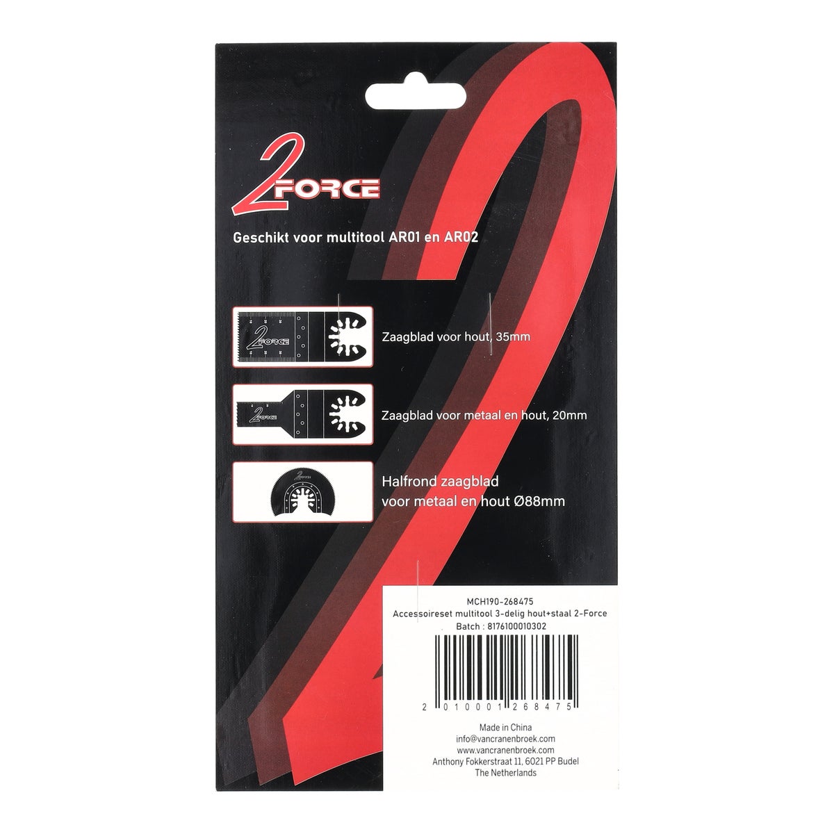 Accessoireset multitool 3-delig hout en staal 2-force Accessoireset multitool 3-delig hout en staal 2-force