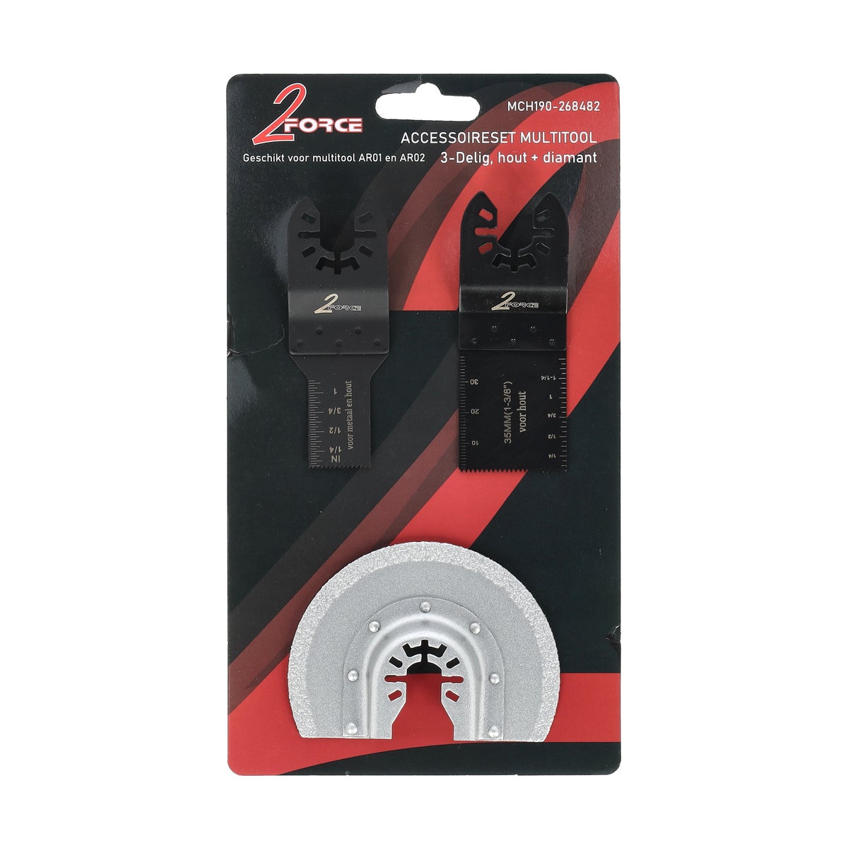 Accessoireset multitool 3-delig hout en diamant 2-force Accessoireset multitool 3-delig hout en diamant 2-force