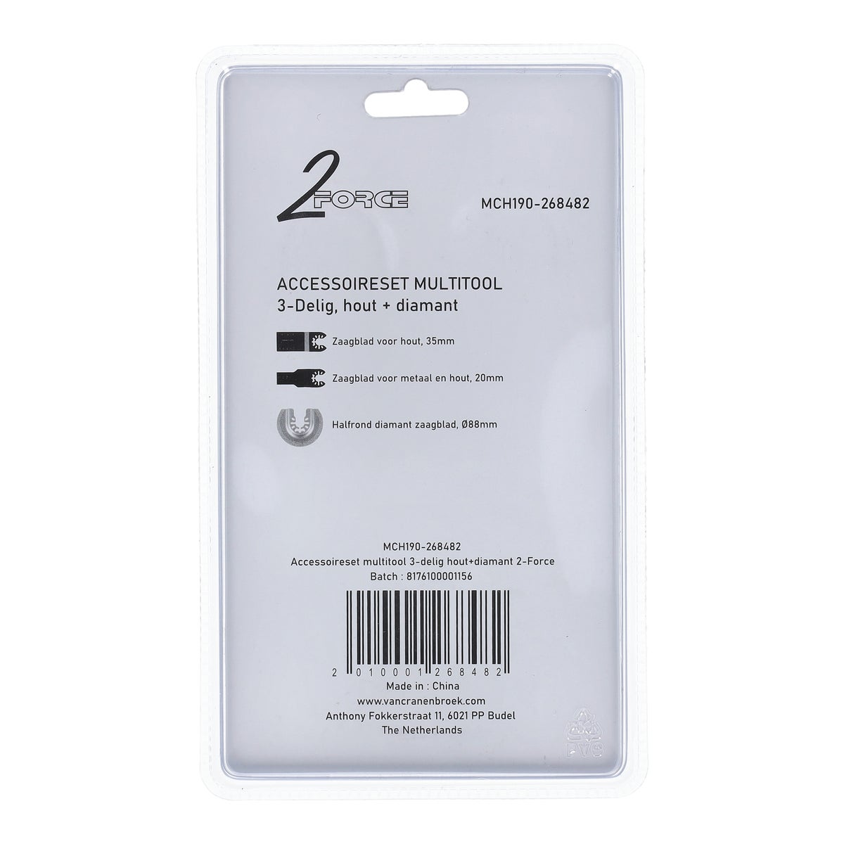 Accessoireset multitool 3-delig hout en diamant 2-force Accessoireset multitool 3-delig hout en diamant 2-force