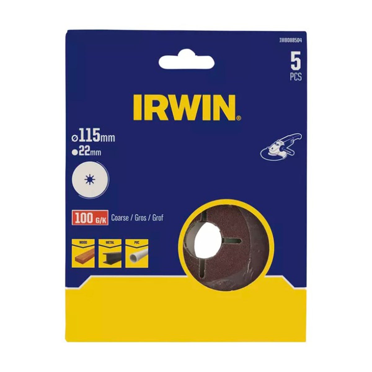 Schuurschijf haakse slijper Ø115 mm K100 5st. Schuurschijf haakse slijper Ø115 mm K100 5st.