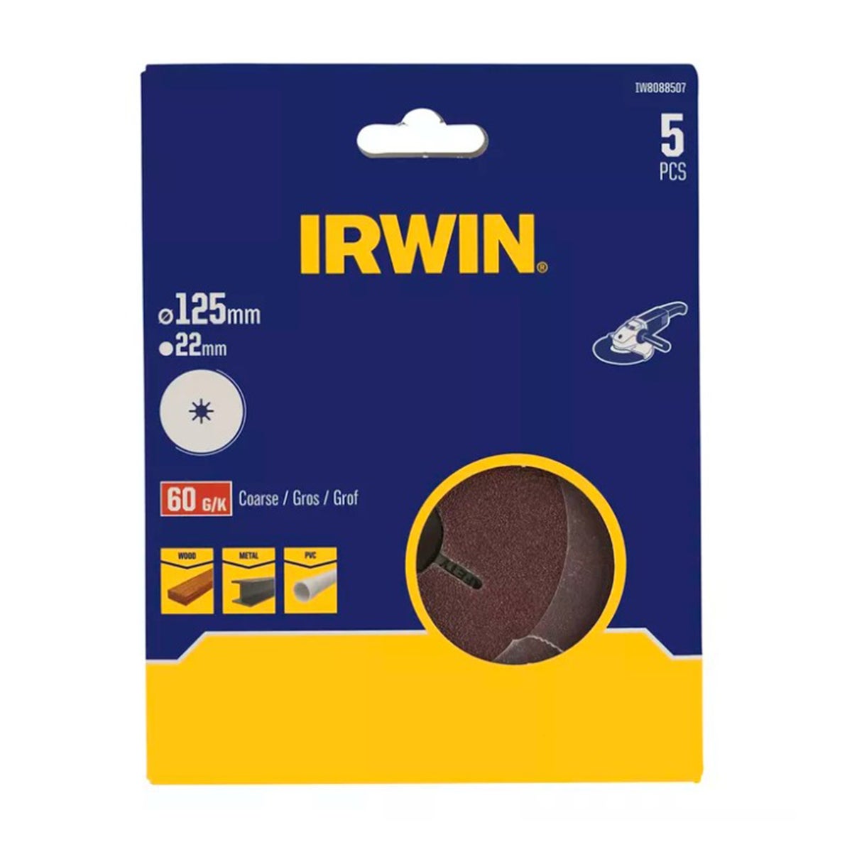 Schuurschijf haakse slijper Ø125 mm K60 5 stuks Schuurschijf haakse slijper Ø125 mm K60 5 stuks