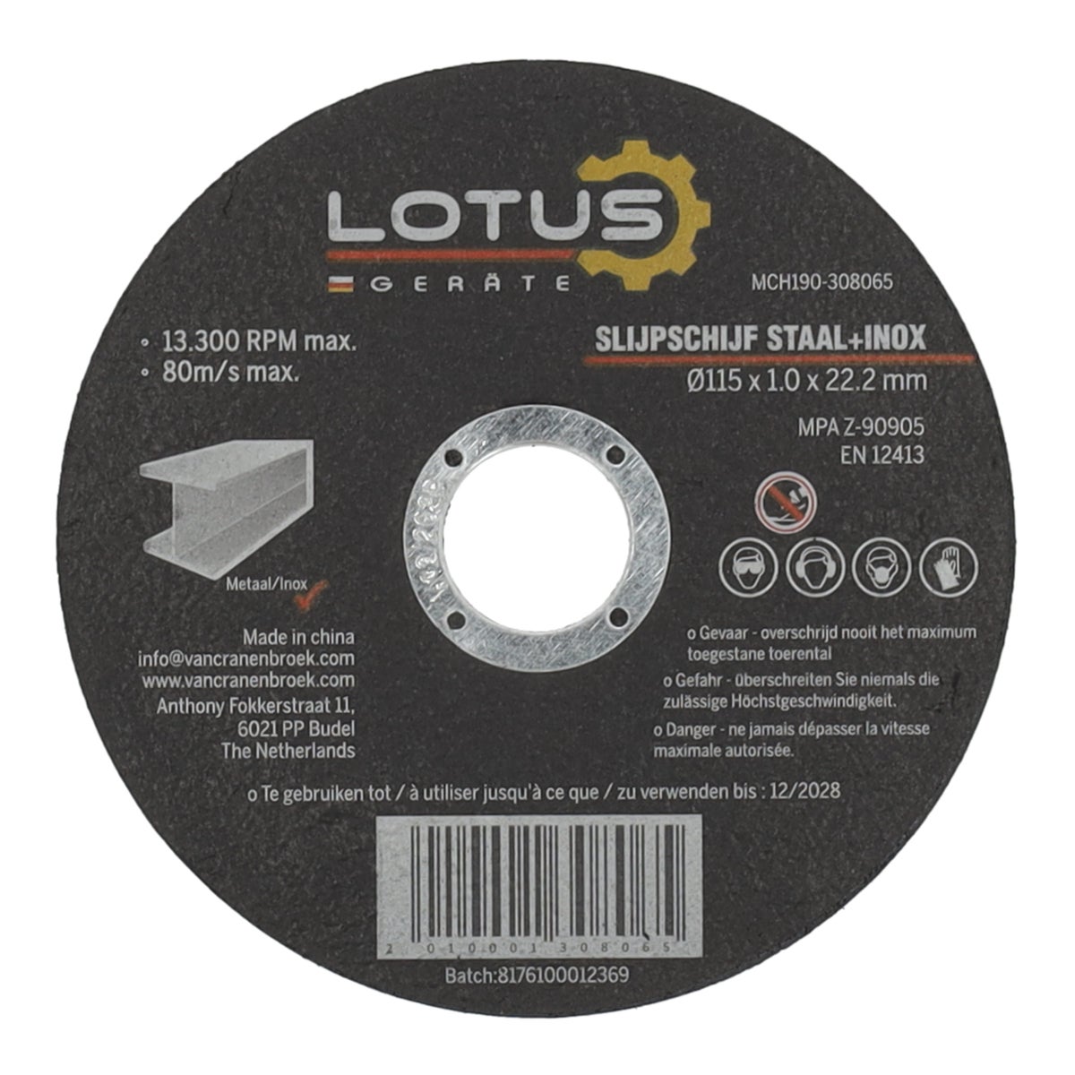 Slijpschijf staal en inox 115 x 1,0 x 22,2 Lotus Slijpschijf staal en inox 115 x 1,0 x 22,2 Lotus