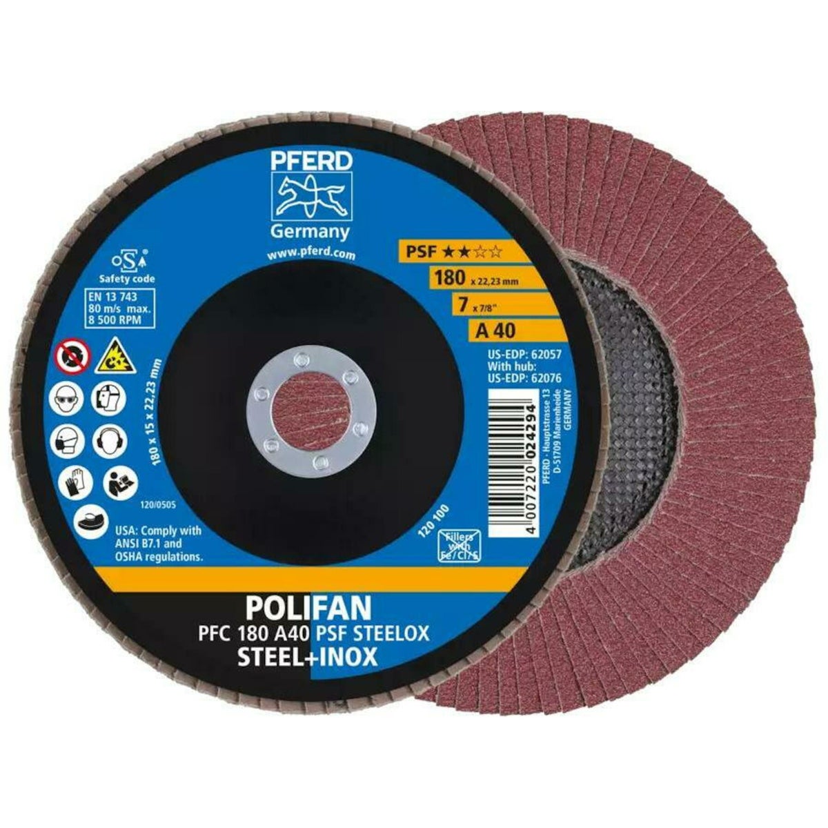 Lamellenschijf PFC-180 staal en RVS Lamellenschijf PFC-180 staal en RVS