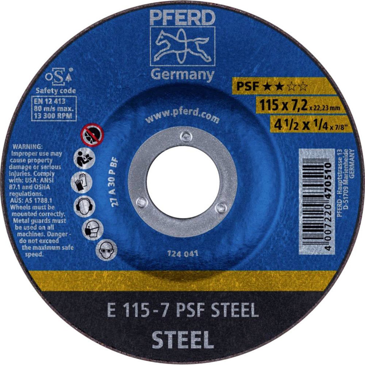 Afbraamschijf E115-7 PSF staal Pferd Afbraamschijf E115-7 PSF staal Pferd