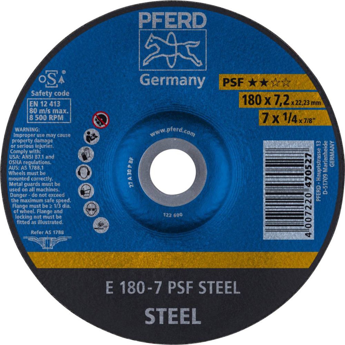 Afbraamschijf E180-7 PSF staal Pferd Afbraamschijf E180-7 PSF staal Pferd