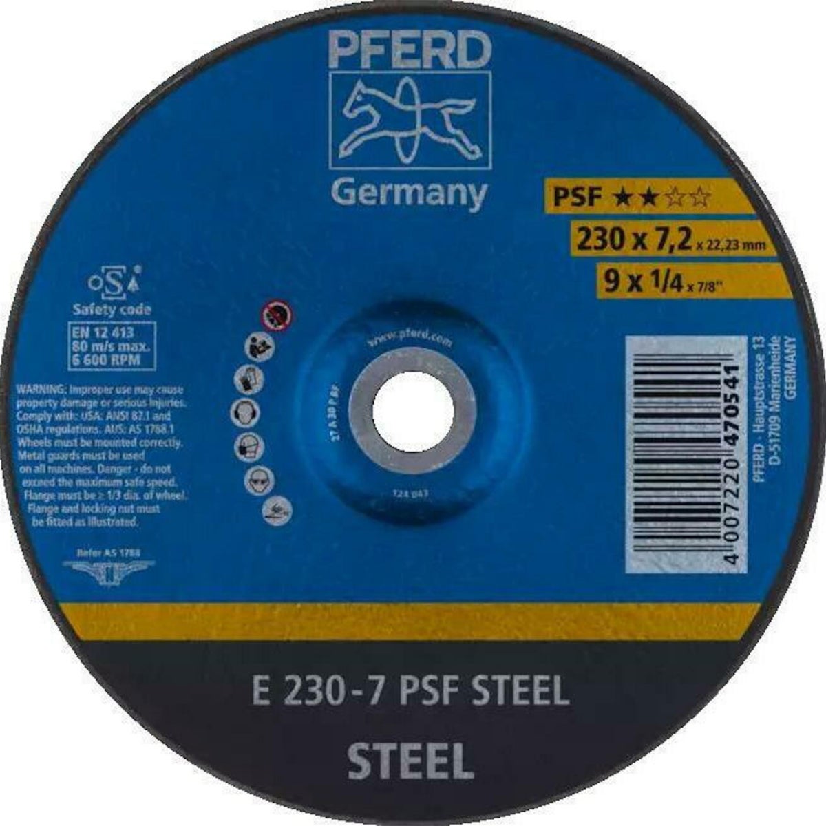 Afbraamschijf E230-7 PSF staal Pferd Afbraamschijf E230-7 PSF staal Pferd