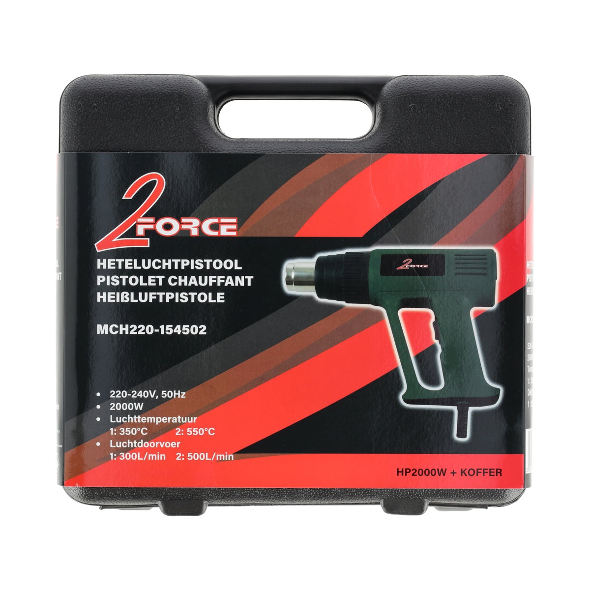 Heteluchtpistool met koffer HP2000W 2-force Heteluchtpistool met koffer HP2000W 2-force