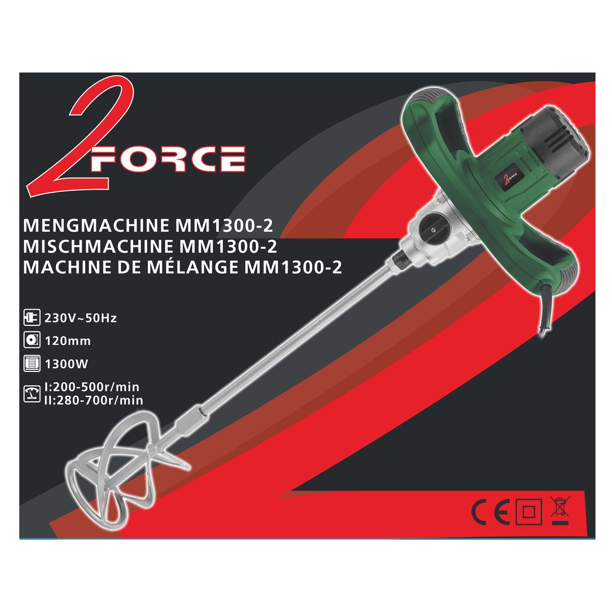 Mengmachine 1300 W - 2 standen Mengmachine 1300 W - 2 standen