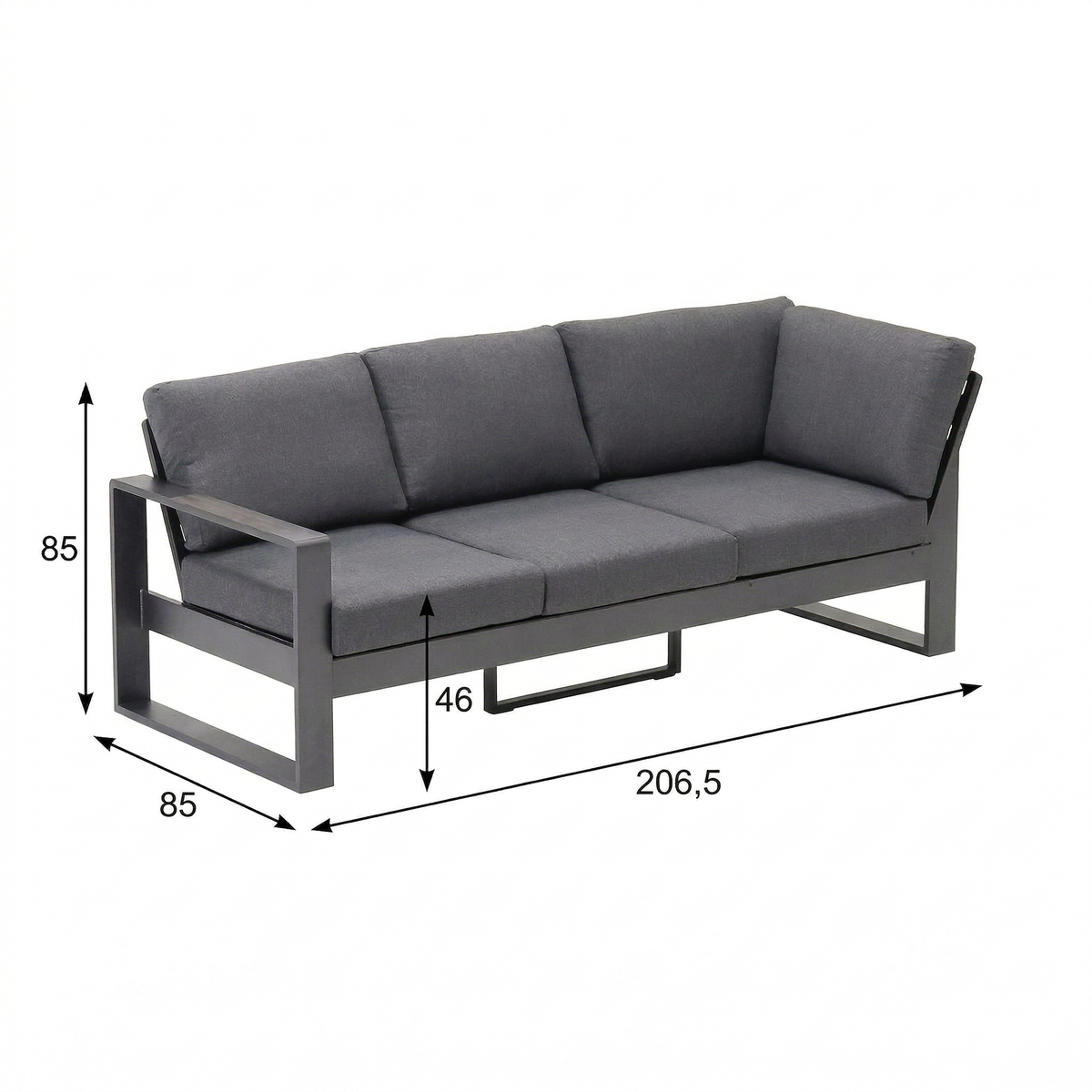 Bank 2 zit en hoek rechts Malviza antraciet met kussens Bank 2 zit en hoek rechts Malviza antraciet met kussens