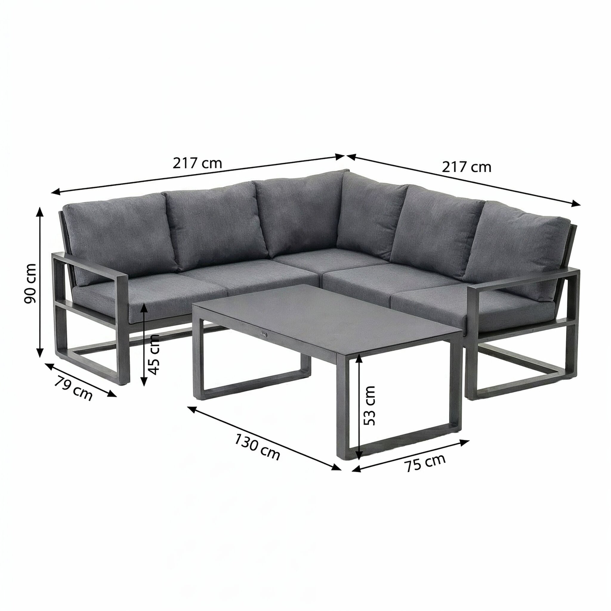Loungeset Nerito - Antraciet - 5-zits Loungeset Nerito - Antraciet - 5-zits