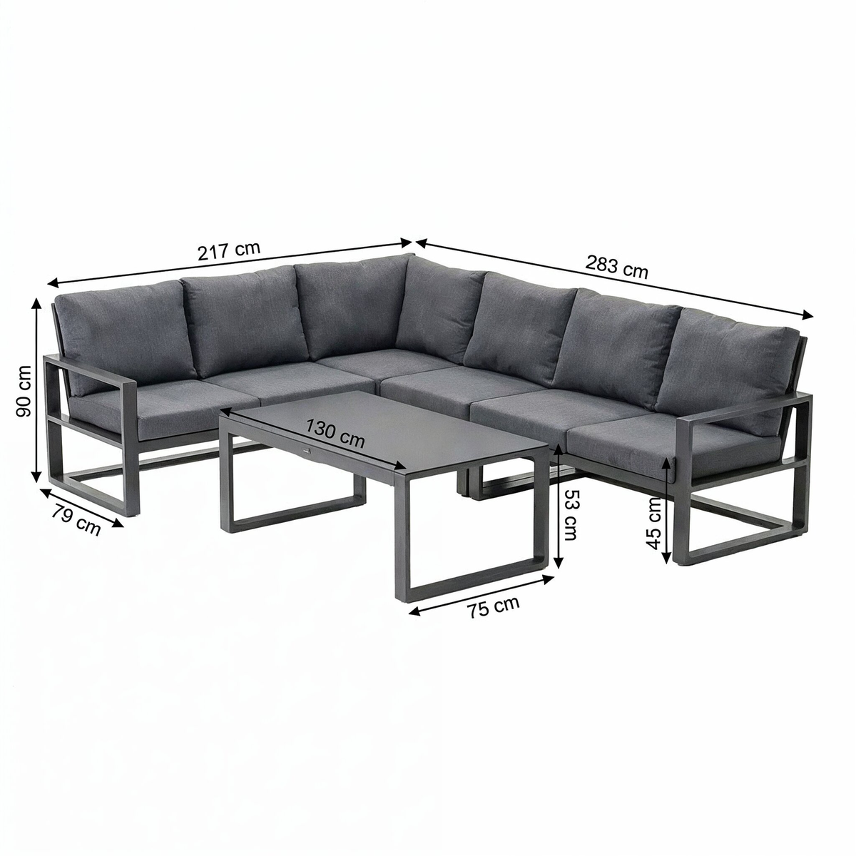Loungeset Nerito - Antraciet - 6-zits Loungeset Nerito - Antraciet - 6-zits