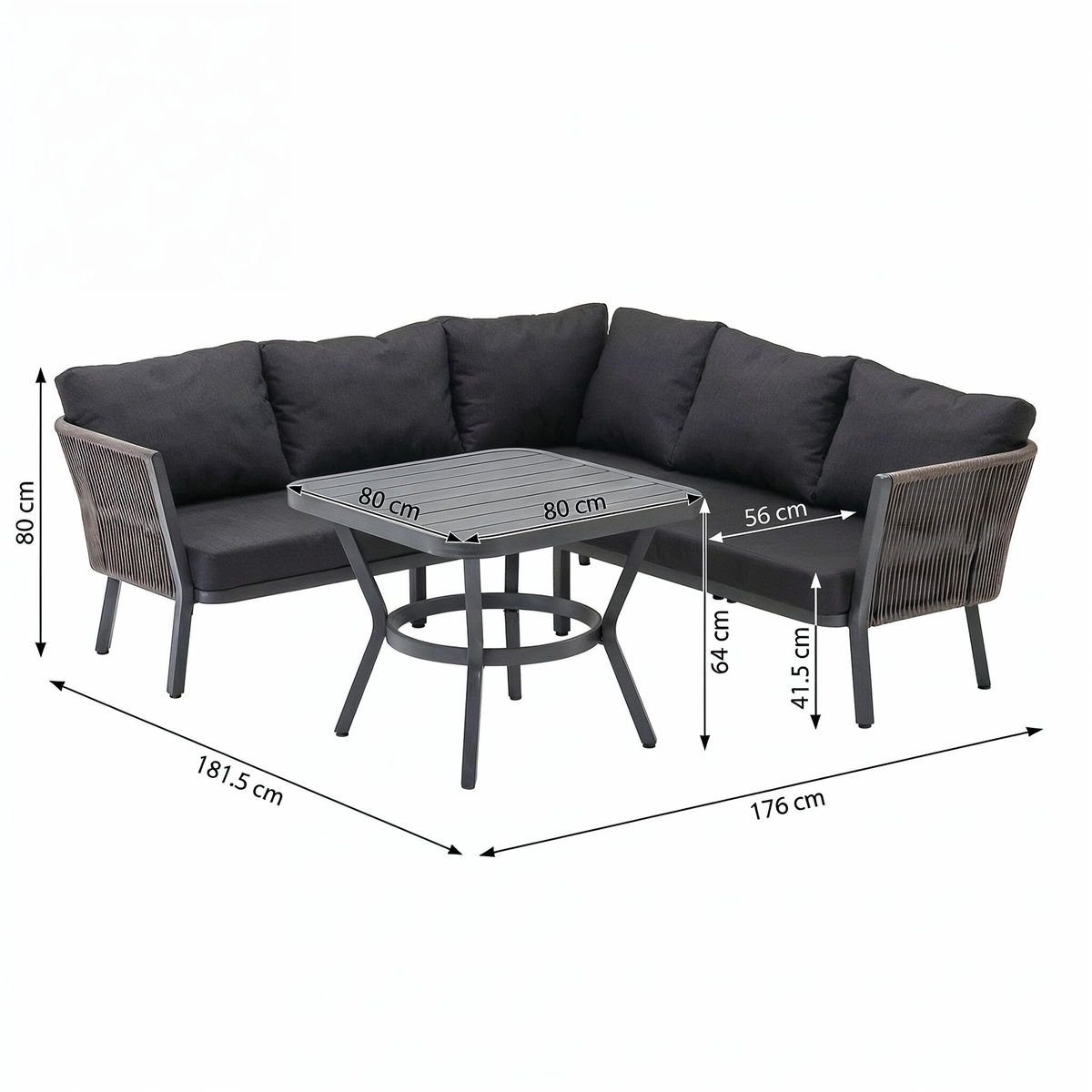 Loungeset Pinela Antraciet 5-zits Loungeset Pinela Antraciet 5-zits