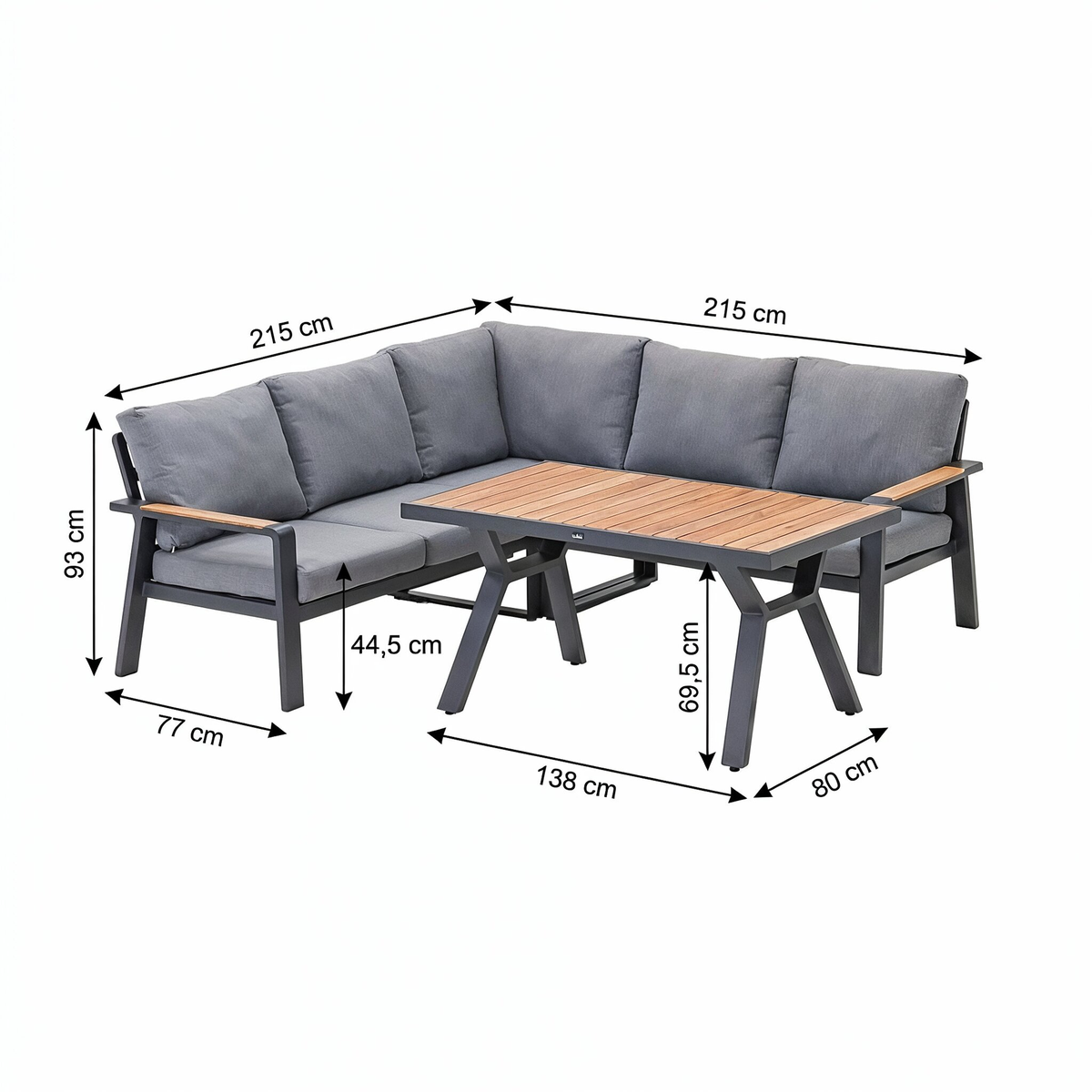 Dining Loungeset Salvo - Antraciet - 5-zits Extra Dining Loungeset Salvo - Antraciet - 5-zits Extra