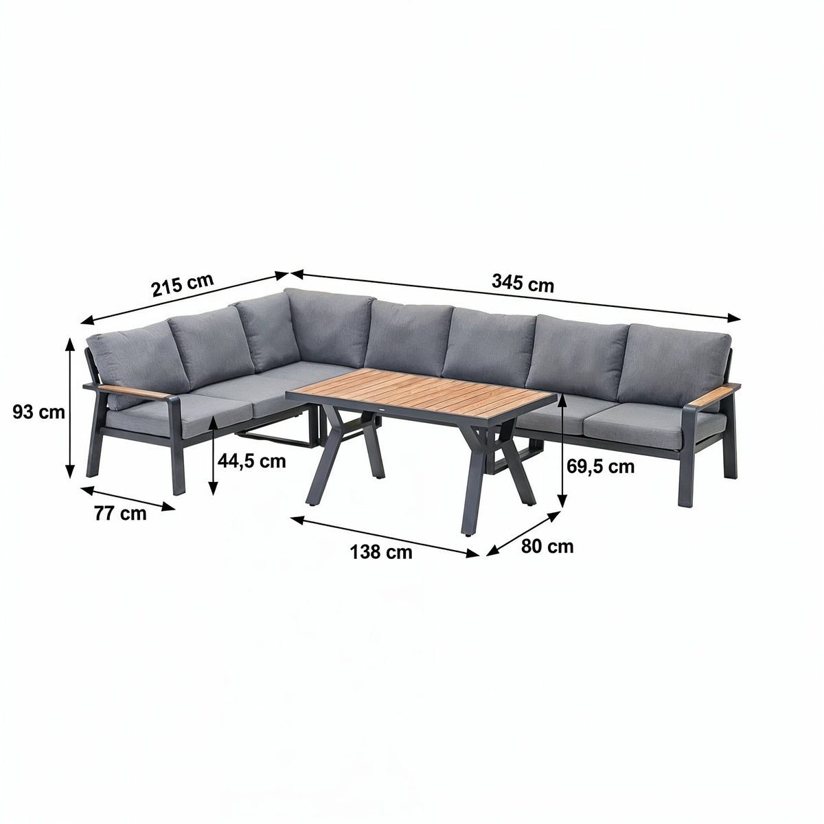 Dining Loungeset Salvo - Antraciet - 7-zits Dining Loungeset Salvo - Antraciet - 7-zits